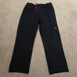 Adidas Mens Straight Leg Athletic Sweatpants Red Drawstring Classic Black Size L